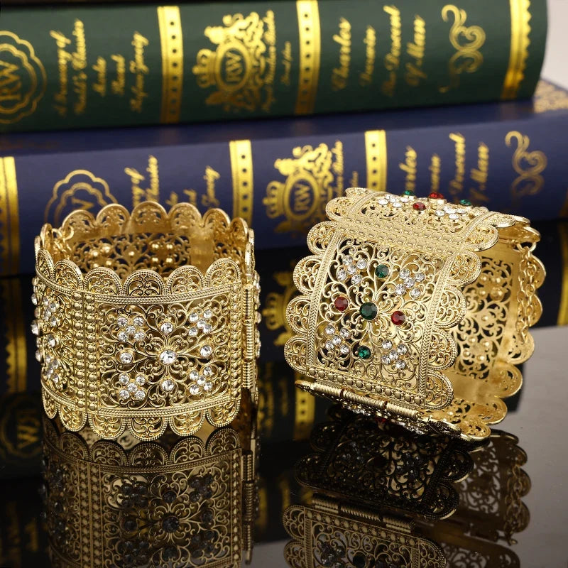 Pulsera ancha con strass árabe musulmán boda blanco