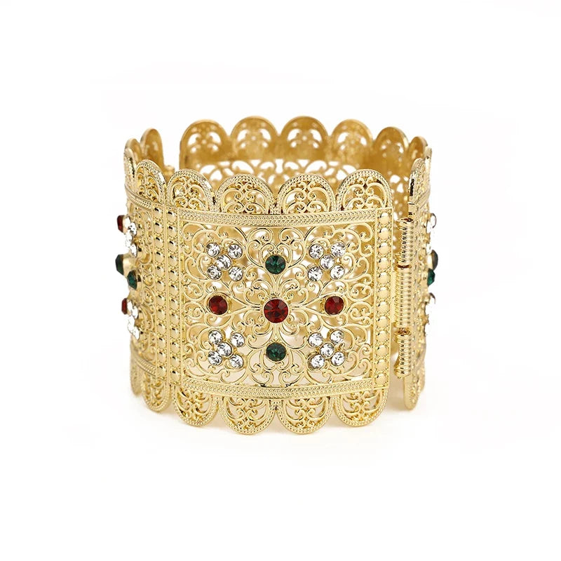 Pulsera ancha con strass árabe musulmán boda rojo