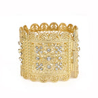 Pulsera ancha con strass árabe musulmán boda blanco