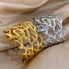Pulsera brazalete coral dorado para mujer oro