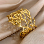 Pulsera brazalete coral dorado para mujer oro