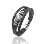 Pulsera tipo esclava de cuero de varias vueltas árbol de la vida