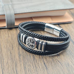 Pulsera tipo esclava de cuero de varias vueltas árbol de la vida