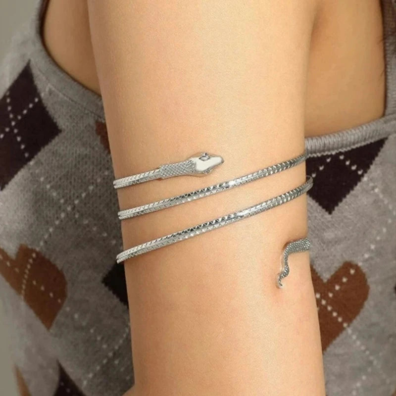 Brazalete Pulsera Serpiente Mujer Reptil plata