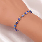 Pulsera Ojo Malo Azul Estilo Bohemio plata