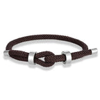 Pulsera moderna de cuerda trenzada con nudo marrón