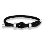Pulsera moderna de cuerda trenzada con nudo negro