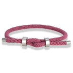 Pulsera moderna de cuerda trenzada con nudo rosa
