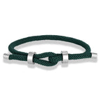 Pulsera moderna de cuerda trenzada con nudo verde oscuro