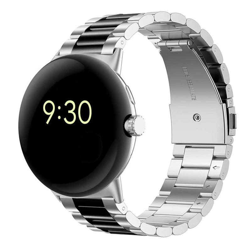 Pulsera de Reloj de Acero Endurecido Smartwatch Google Pixel Watch 1 & 2 plata negro