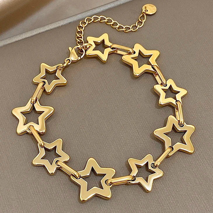 Pulsera multiestrellas geométricas de oro