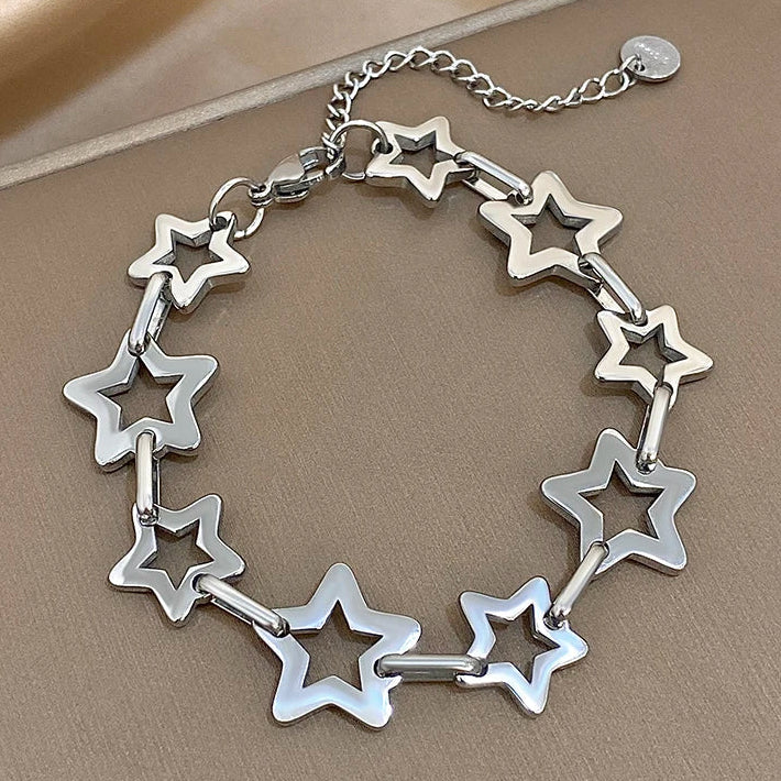 Pulsera multiestrellas geométricas de plata