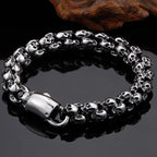 Silver Gothic Style Multiple Skull Bracelet