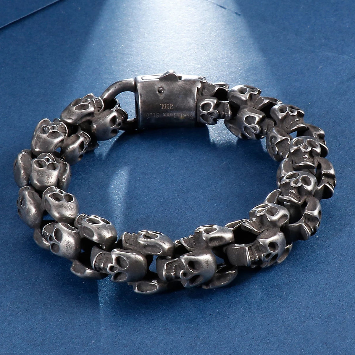 Black Gothic Style Multiple Skull Bracelet