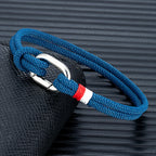 Pulsera náutica de cuerda trenzada con nudo para hombre o mujer azul