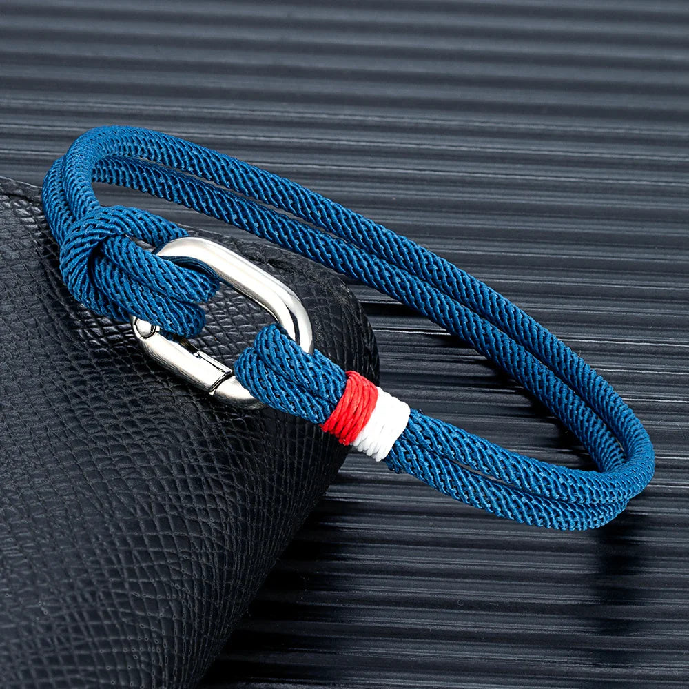 Pulsera náutica de cuerda trenzada con nudo para hombre o mujer azul
