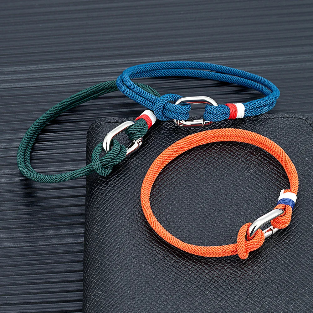 Pulsera náutica de cuerda trenzada con nudo para hombre o mujer naranja