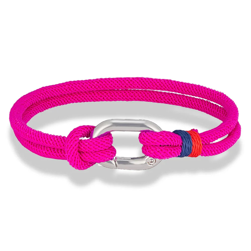 Pulsera náutica de cuerda trenzada con nudo para hombre o mujer rosa oscuro