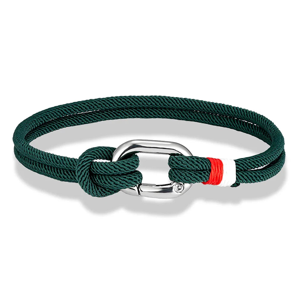 Pulsera náutica de cuerda trenzada con nudo para hombre o mujer verde