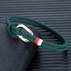 Pulsera náutica de cuerda trenzada con nudo para hombre o mujer verde