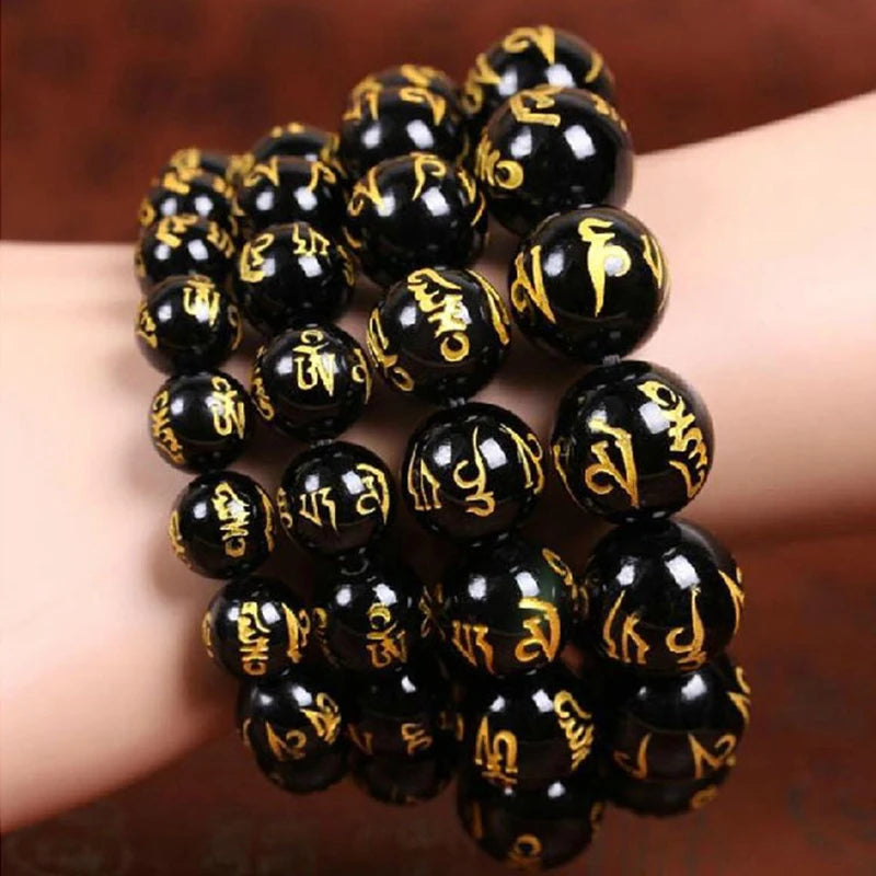 Pulsera Negra Gourmette Amuleto Budista