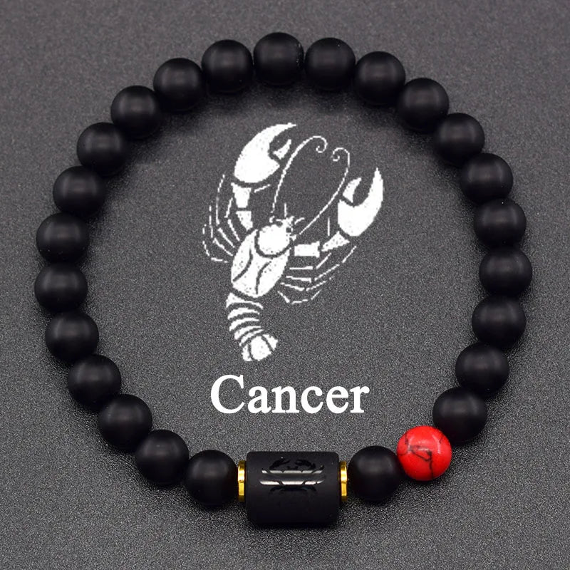 Pulsera Negra Signo del Zodiaco Astro Negro 12 Constelaciones cáncer
