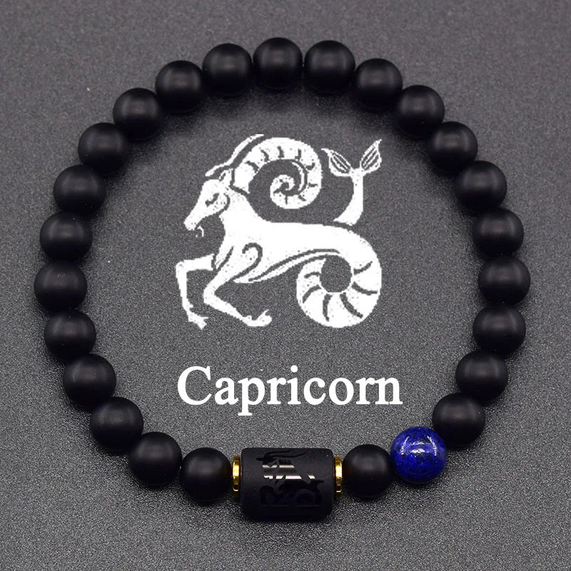 Pulsera Negra Signo del Zodiaco Astro Negro 12 Constelaciones capricornio