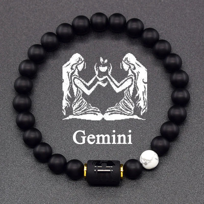 Pulsera Negra Signo del Zodiaco Astro Negro 12 Constelaciones géminis