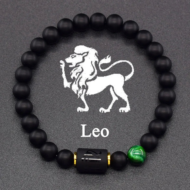 Pulsera Negra Signo del Zodiaco Astro Negro 12 Constelaciones león
