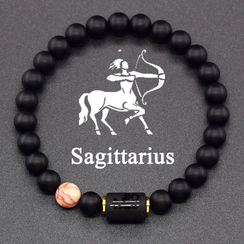 Pulsera Negra Signo del Zodiaco Astro Negro 12 Constelaciones sagitario