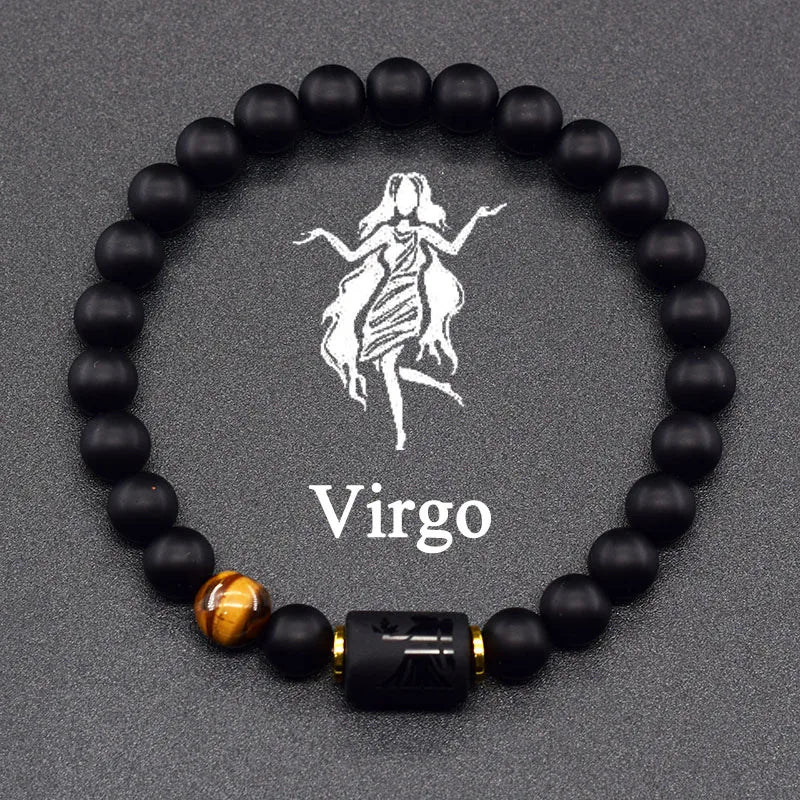 Pulsera Negra Signo del Zodiaco Astro Negro 12 Constelaciones virgo