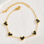 Pulsera muestrario de corazones negra