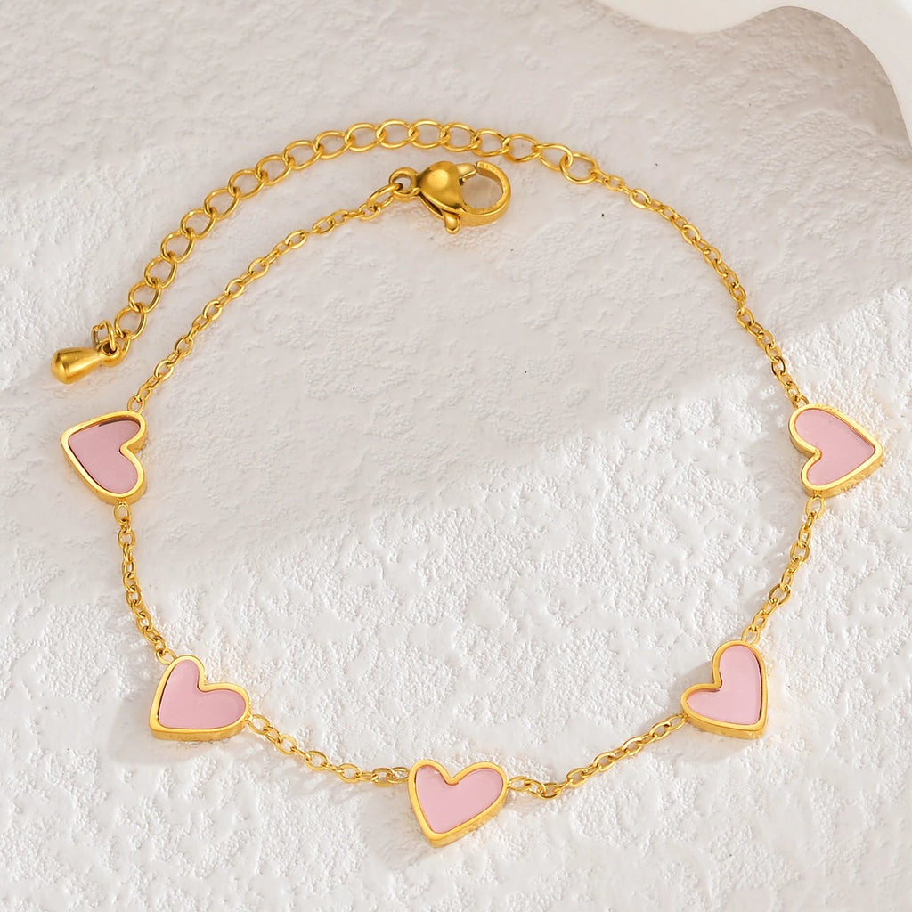 Pulsera muestrario de corazones rosa