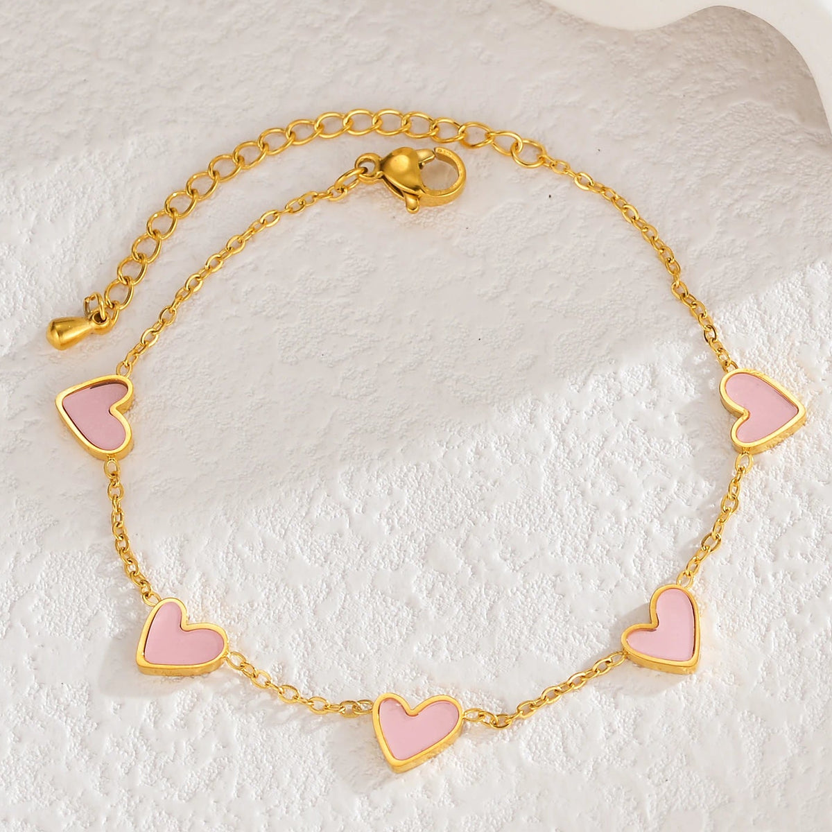 Pulsera muestrario de corazones rosa