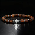 Pulsera con cruz y cuentas con efecto madera