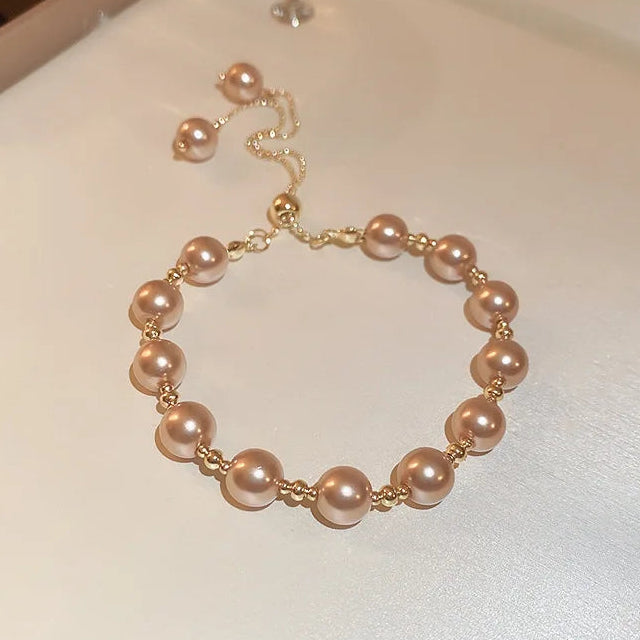 Pulsera de perlas estilo contemporáneo beige