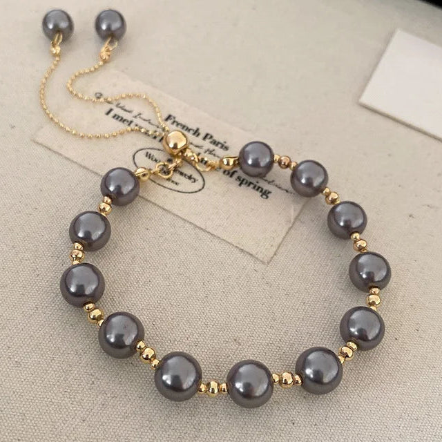 Pulsera de perlas estilo contemporáneo gris