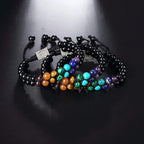 Pulsera Piedra 7 Chakras Árbol de la Vida Negro