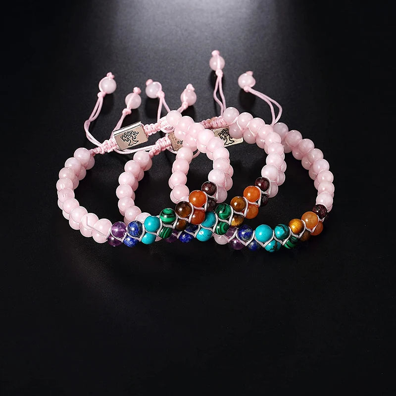 Pulsera Piedra 7 Chakras Rosa