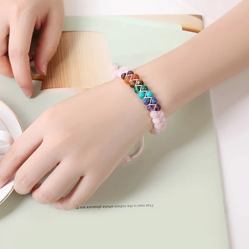 Pulsera Piedra 7 Chakras Rosa