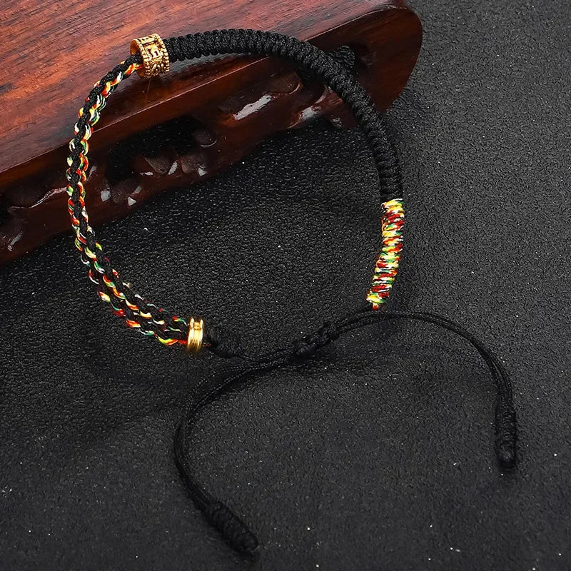 Pulsera Gourmette Trenzada Budista Tibetana negra