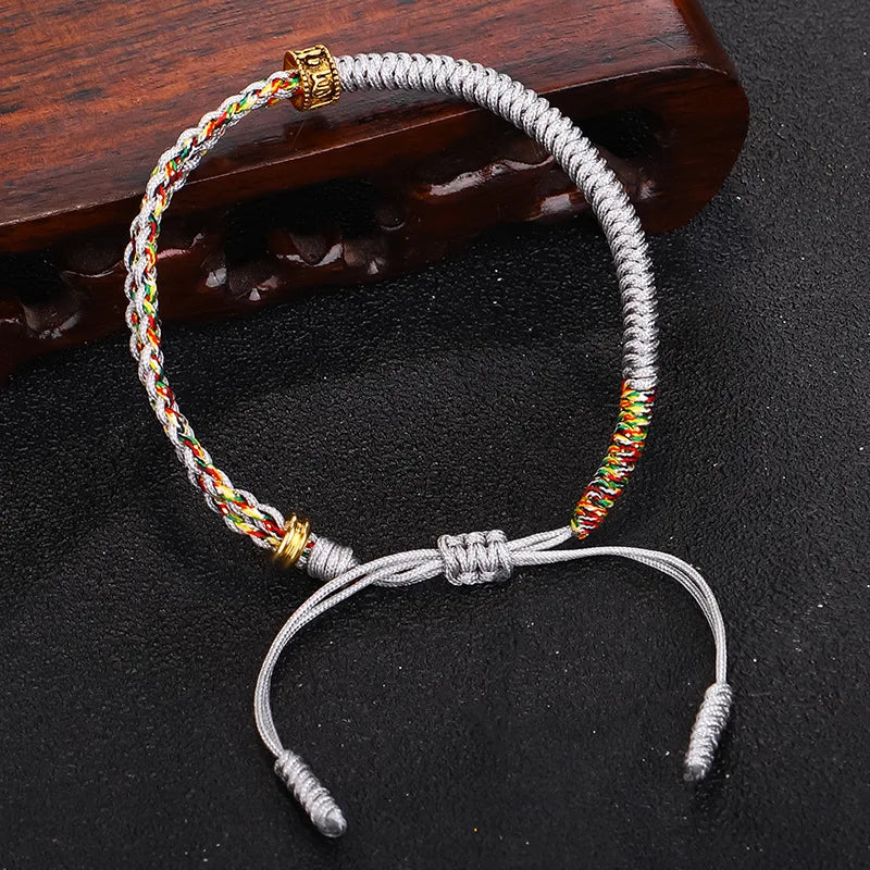 Pulsera Gourmette Trenzada Budista Tibetana gris