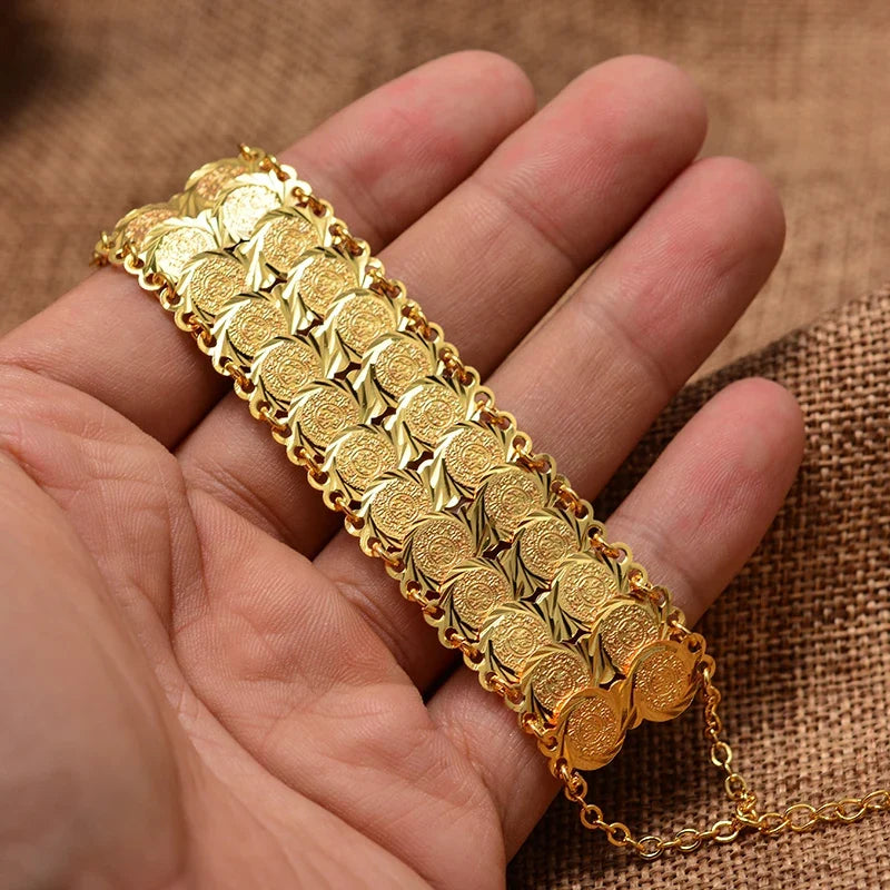 Pulsera para mujer árabe musulmana islámica de oro doble