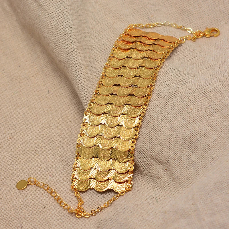 Pulsera para mujer árabe musulmana islámica de oro triple
