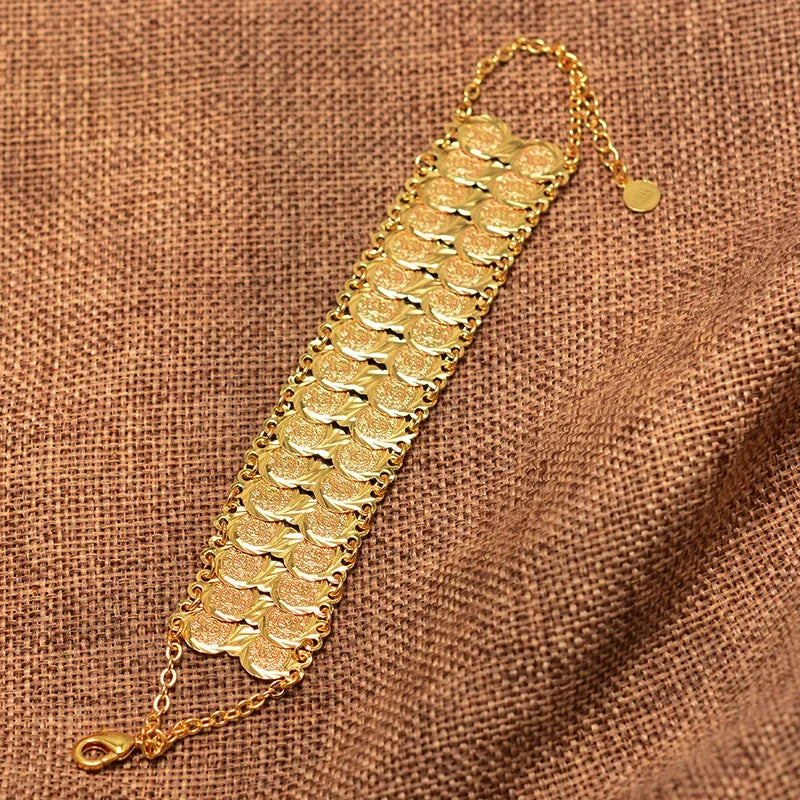 Pulsera para mujer árabe musulmana islámica de oro doble