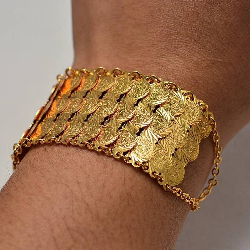Pulsera para mujer árabe musulmana islámica de oro triple