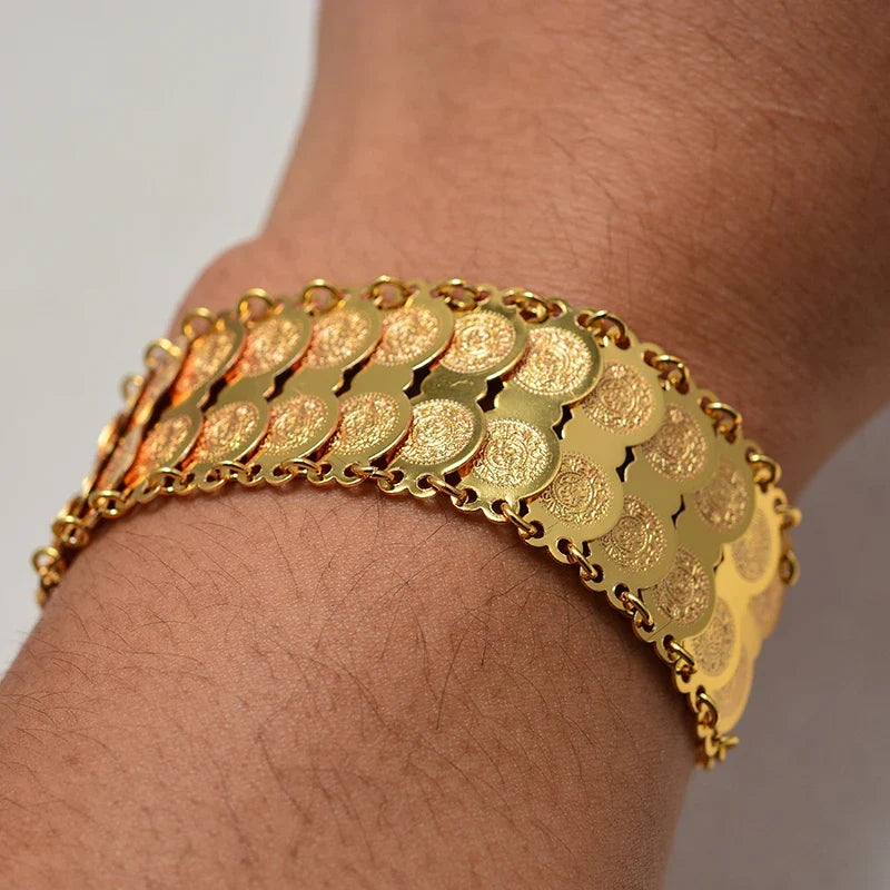 Pulsera para mujer árabe musulmana islámica de oro doble