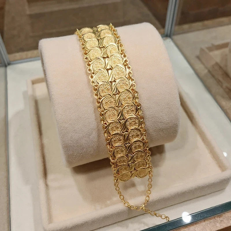 Pulsera para mujer árabe musulmana islámica de oro doble