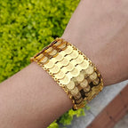 Pulsera para mujer árabe musulmana islámica de oro triple