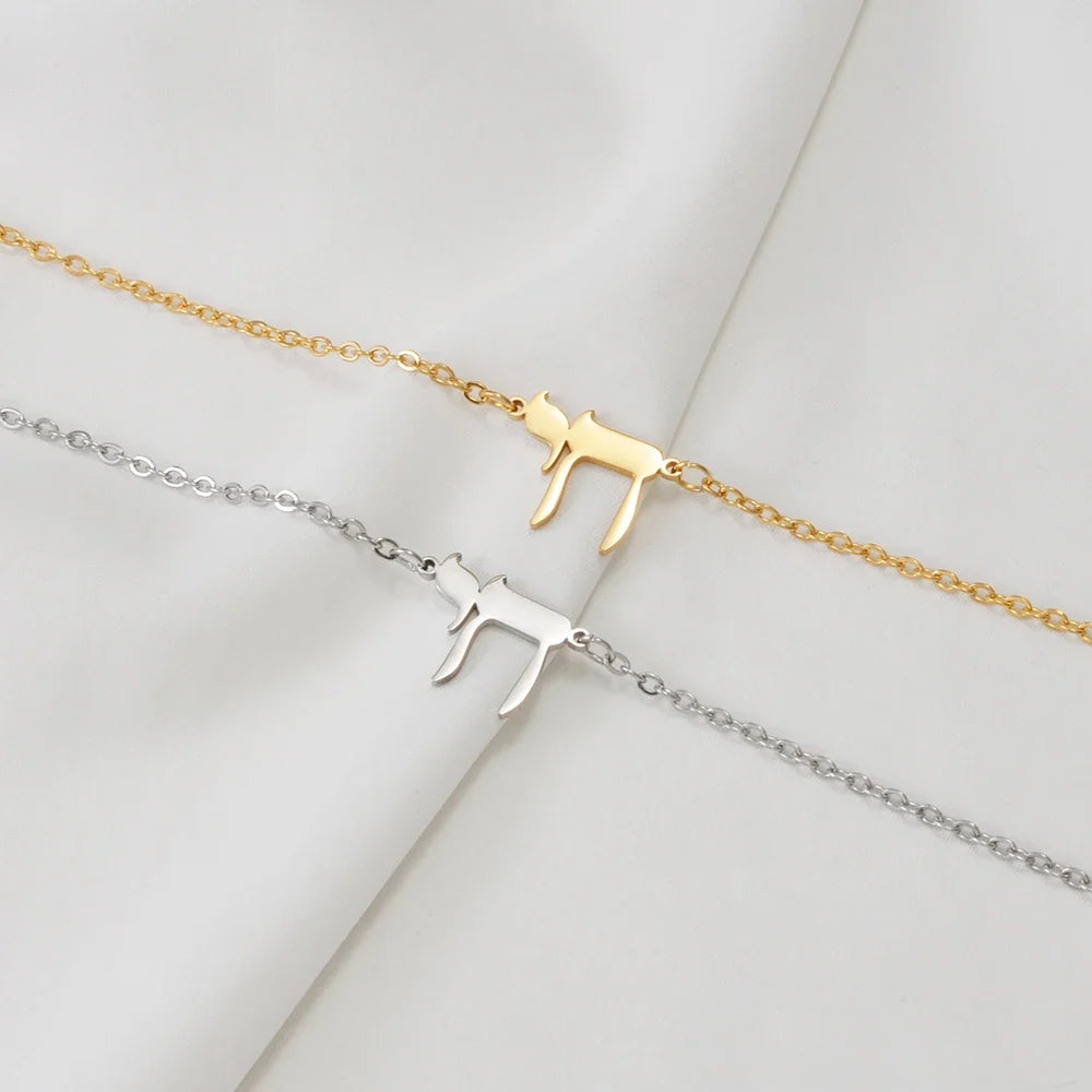 Pulsera para mujer con el símbolo judío Chai en plata